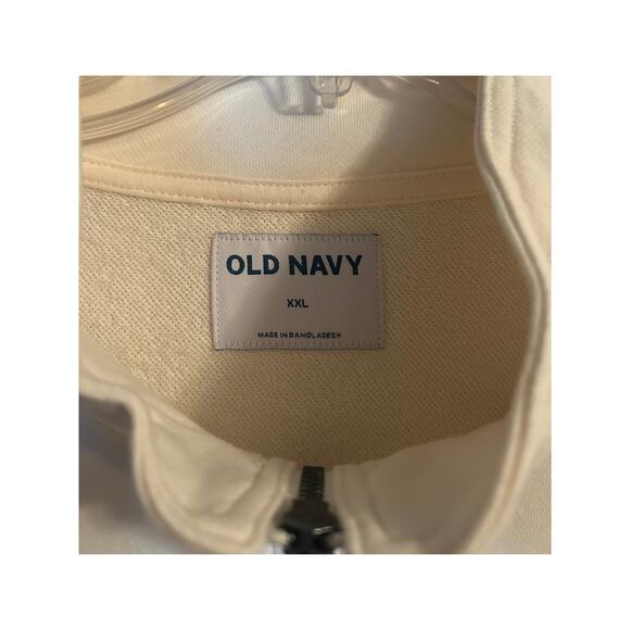NWT Old Navy Men's Cream Color Long Sleeve Pullover 1/4 Zip Pocket Size XXL - Picture 3 of 6